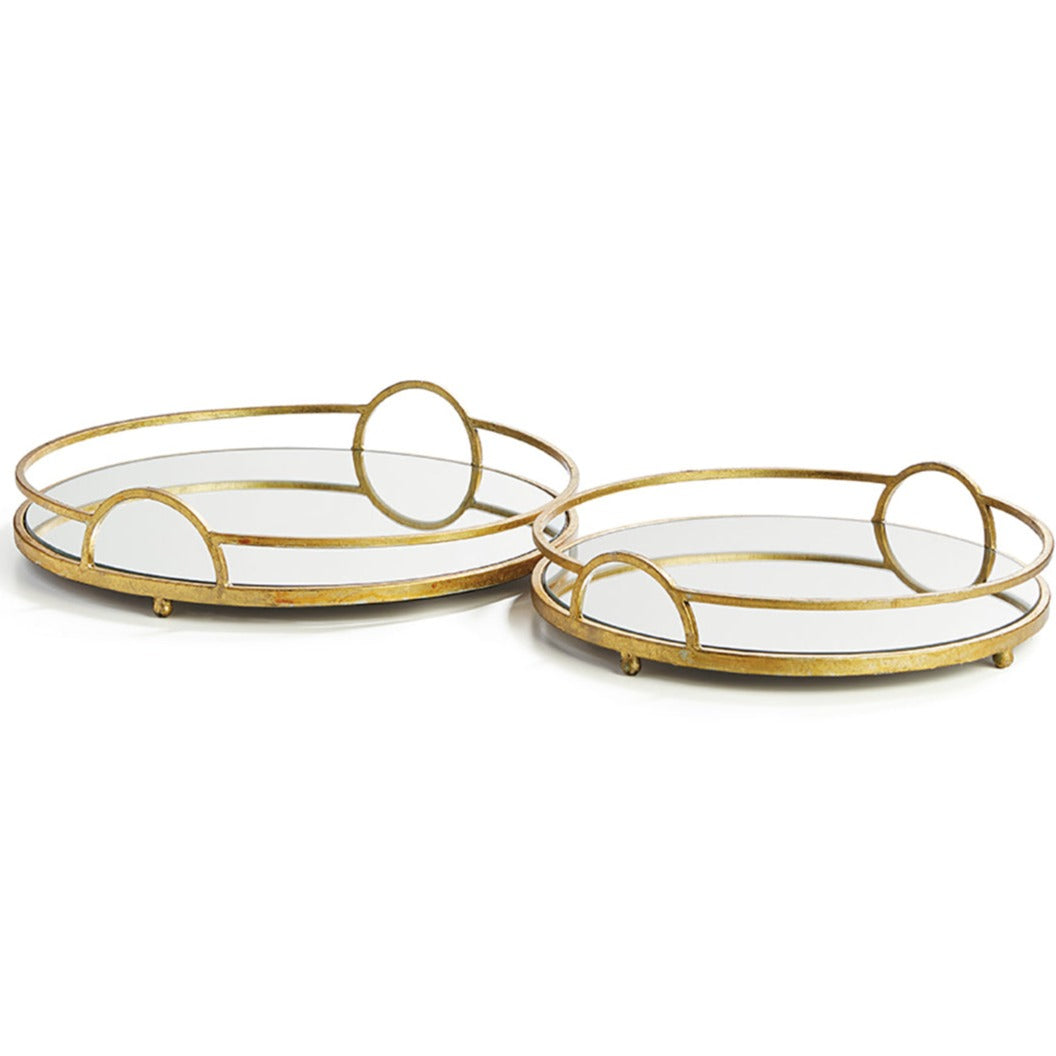 Hudson Mirrored Round Decorative Tray Farm Basket LLC