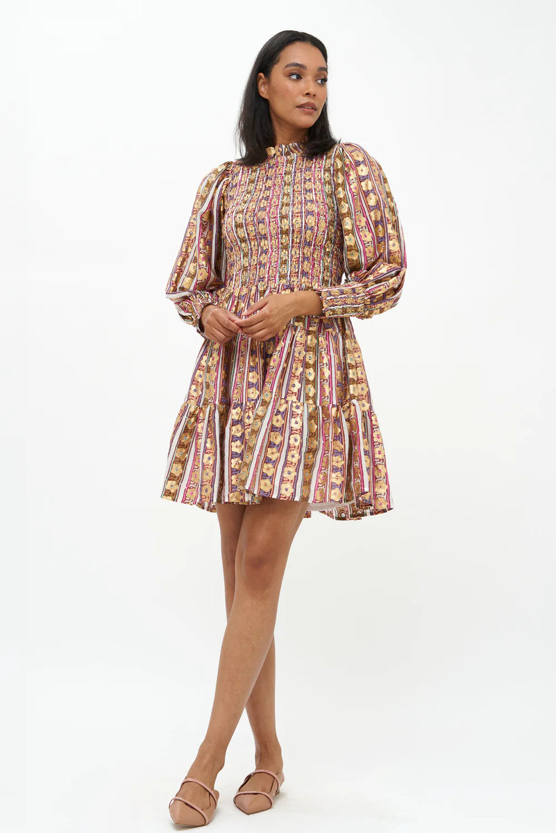 oliphant smocked flirty short dress Smocked Flirty 3/4 Sleeve