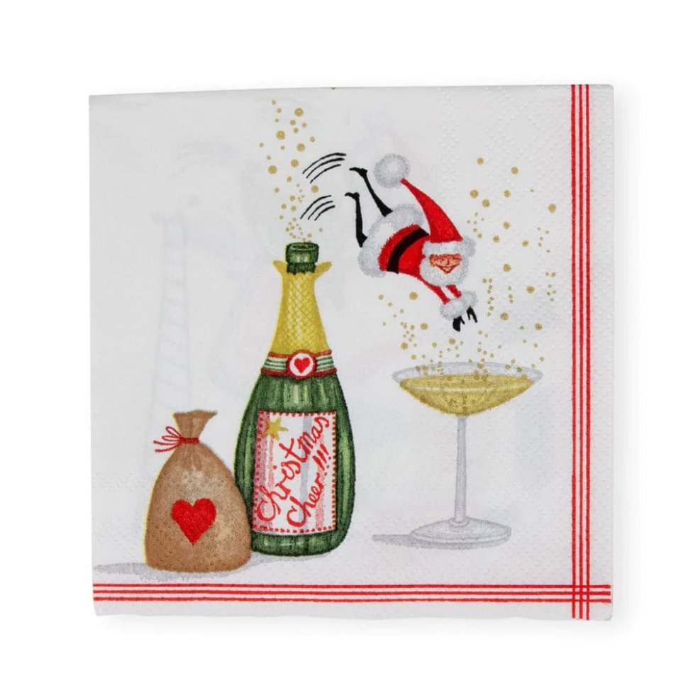 Caspari Cocktail Napkins Santa Splash Farm Basket LLC