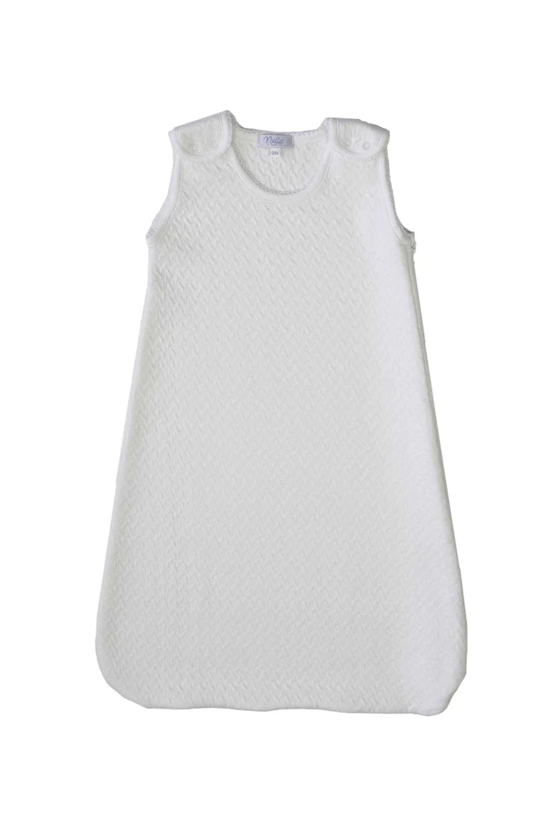 Basket Weave Quilted Baby Sack- White Picot Trim main image 0