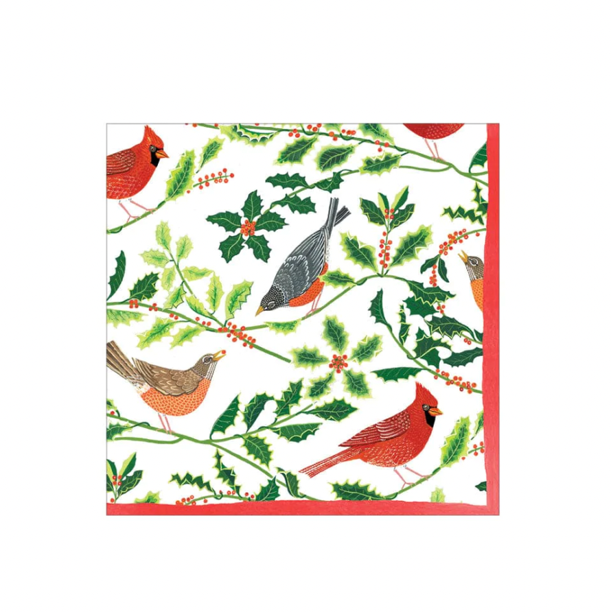 Caspari Cocktail Napkins Songbirds & Holly Farm Basket LLC