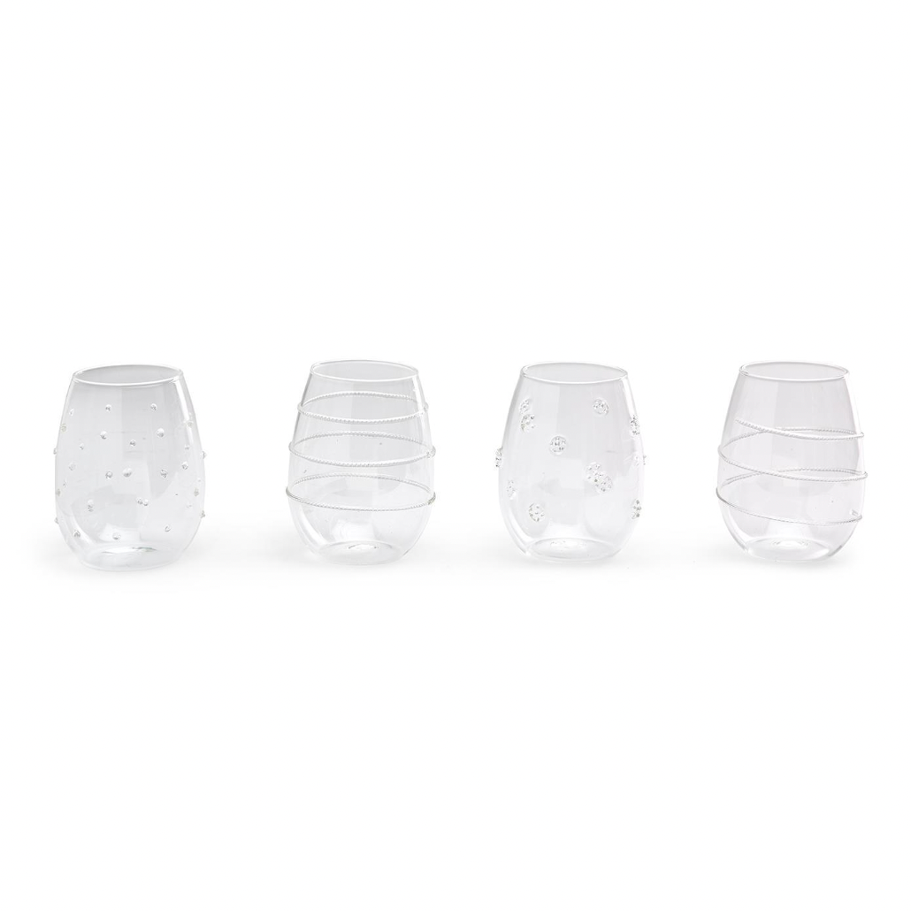 Verre à Vin Sans Pied Bleu Crabe Strass - Verrerie Artisanale Bijou - Cadeau élégant Dans Son Coffret
