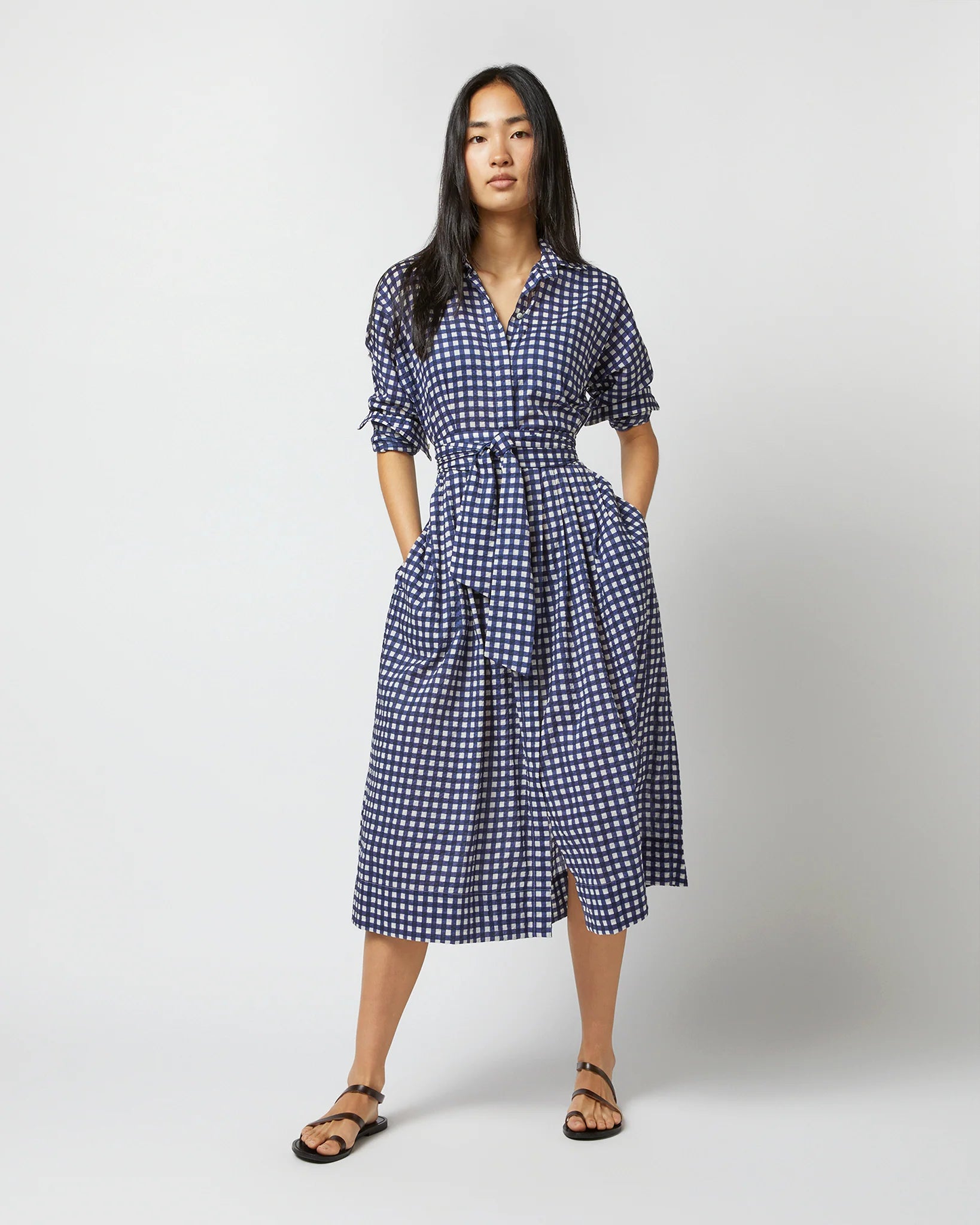 Navy blue top shirtwaist dress