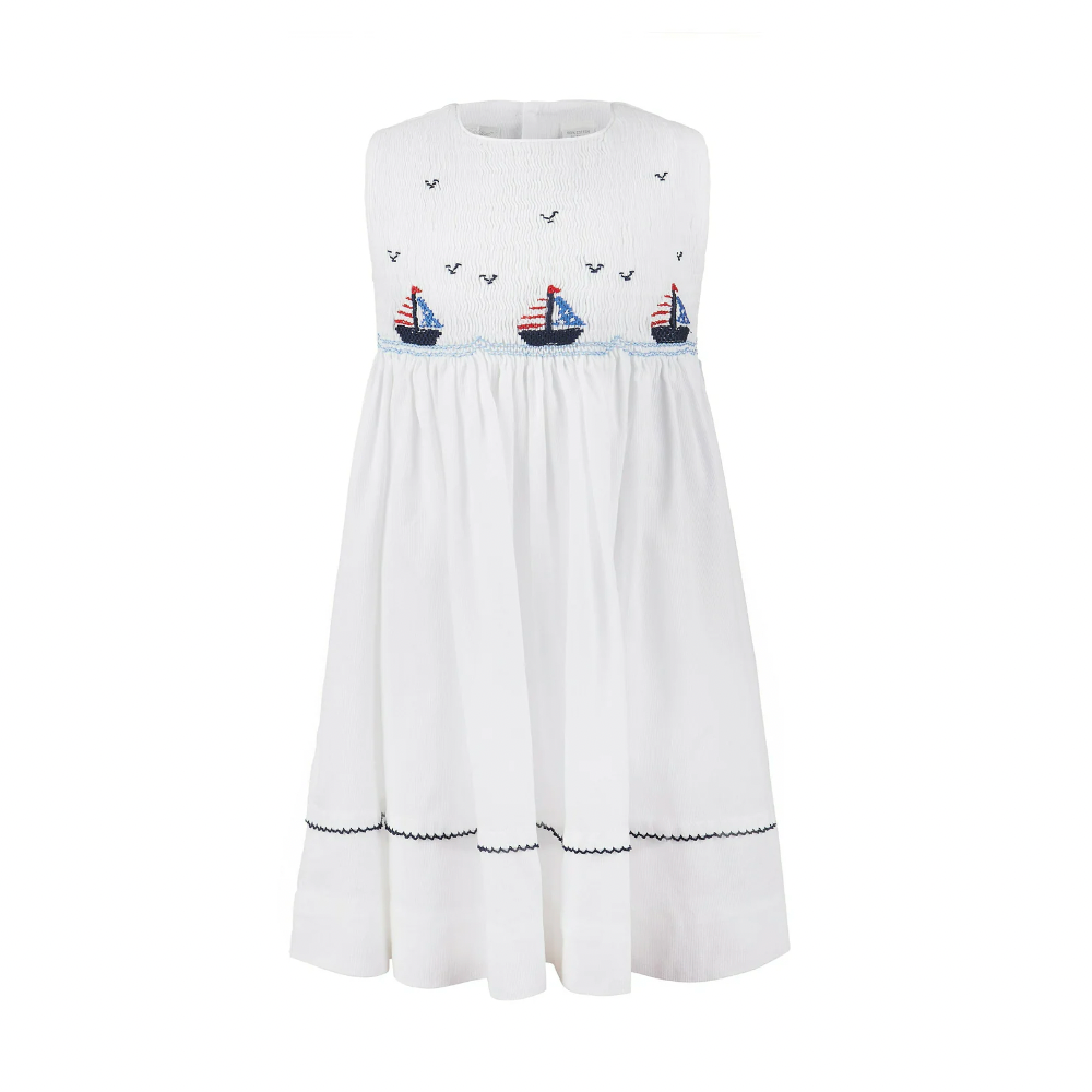 Smocked Boats Sleeveless Dress Farm Basket LLC Smocked Boats Sleeveless Dress Farm Basket LLC