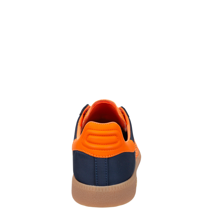 navy and orange sneakers